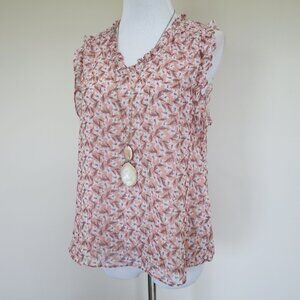MAISON D'AMELIE Size Small Sleeveless Blouse Career Top Blush Pink floral